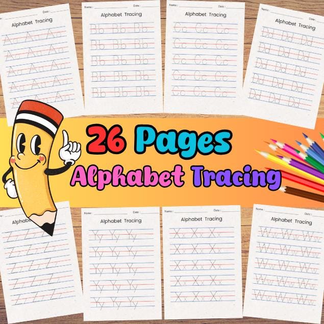Tracing Worksheets Bundle 96 PAGES Line Trace Page Printable, Object Tracing, Line Tracing, Alphabet Worksheets, Trace Worksheets, Preschool