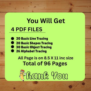Tracing Worksheets Bundle 96 PAGES Line Trace Page Printable, Object Tracing, Line Tracing, Alphabet Worksheets, Trace Worksheets, Preschool
