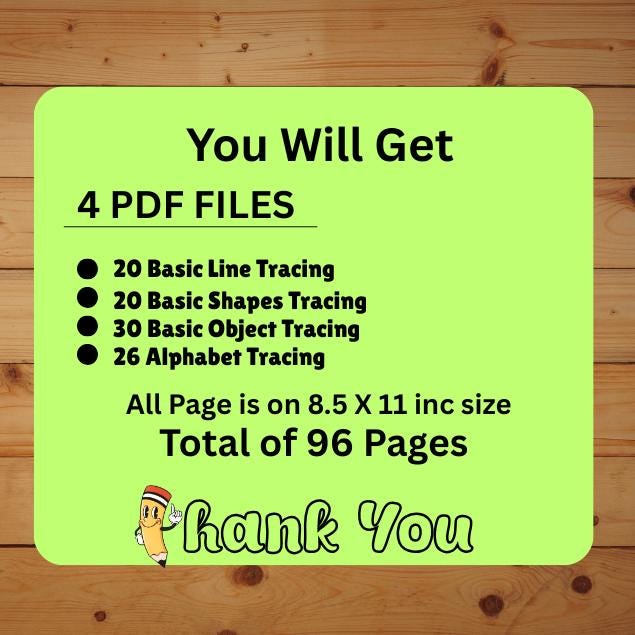Tracing Worksheets Bundle 96 PAGES Line Trace Page Printable, Object Tracing, Line Tracing, Alphabet Worksheets, Trace Worksheets, Preschool