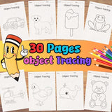 Tracing Worksheets Bundle 96 PAGES Line Trace Page Printable, Object Tracing, Line Tracing, Alphabet Worksheets, Trace Worksheets, Preschool