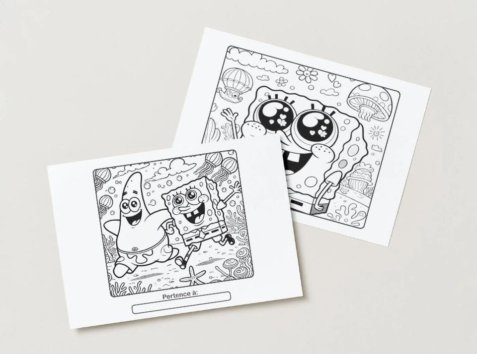 SpongeBob Coloring Book for Kids – Bold & Easy A5 Landscape PDF | 50+ Pages | Instant Download | Fun Printable Digital Coloring