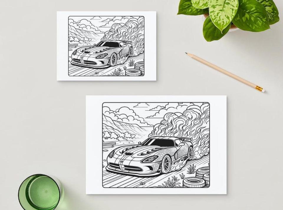 Hot Wheels Inspired Car Coloring Book for Kids | Bold Easy A4 Landscape PDF | Printable Car Activity Pages | Instant Digital Download