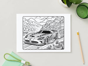 Hot Wheels Inspired Car Coloring Book for Kids | Bold Easy A4 Landscape PDF | Printable Car Activity Pages | Instant Digital Download