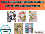 10,000 Pages of Busy Book Printables for Kids – Canva Editable | Digital Preschool Worksheets & Learning Activities | Ideal for ages 3–7