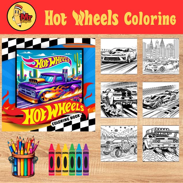 Hot Wheels Inspired Car Coloring Book for Kids | Bold Easy A4 Landscape PDF | Printable Car Activity Pages | Instant Digital Download