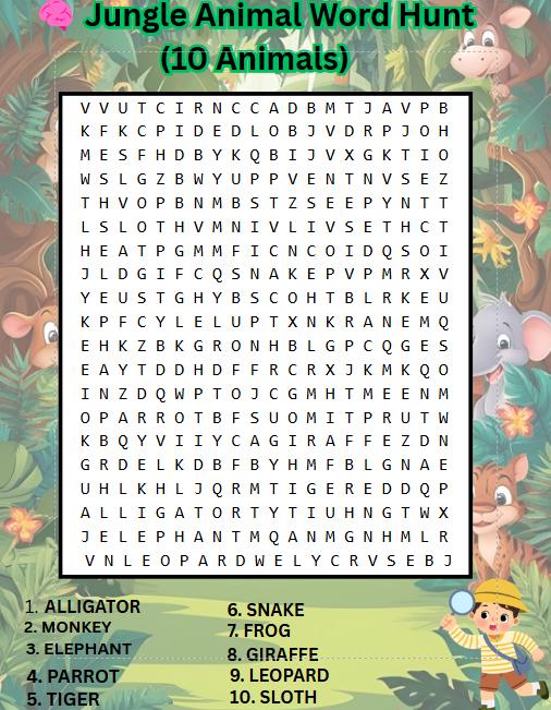 Jungle Animal Busy Book for Kids – Preschool Printable, Educational Toddler Workbook, Fun Learning Activities, Digital Download