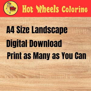 Hot Wheels Inspired Car Coloring Book for Kids | Bold Easy A4 Landscape PDF | Printable Car Activity Pages | Instant Digital Download
