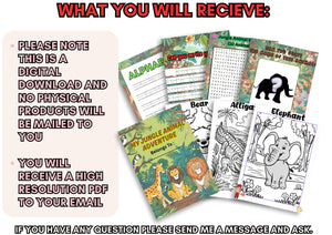 Jungle Animal Busy Book for Kids – Preschool Printable, Educational Toddler Workbook, Fun Learning Activities, Digital Download