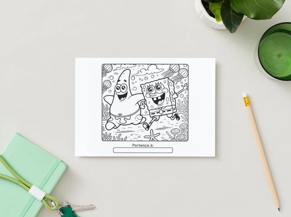 SpongeBob Coloring Book for Kids – Bold & Easy A5 Landscape PDF | 50+ Pages | Instant Download | Fun Printable Digital Coloring